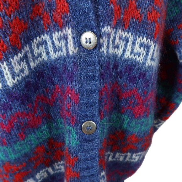Vintage Oversized Fuzzy Mohair Cardigan Sweater Size M Aztec Southwestern - Picture 5 of 7
